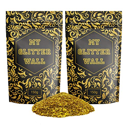 My Glitter Wall Wandglitzer für Emulsionsfarbe, 300 g, glitzernde Wanddekorationen, perfekt für Innen- und Außenbereiche (Gold) von Varsany