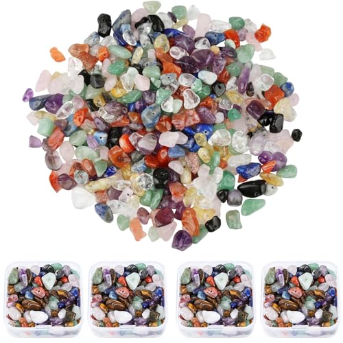 4 Box/750 Stück Edelstein Perlen Unregelmäßige Crystal Gemstone Beads Kristalle 5-8mm Edelsteine mit Loch Edelstein Perlen zum Auffädeln für Auffädeln DIY Armbänder Halskette Schmuck basteln etc. von Vasemele