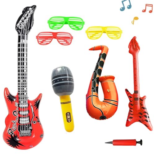 8 Pcs Luftgitarren Zum Aufblasen Aufblasbare Party Props Set Party Deko Foto Requisiten Fotobox Accessoires Hochzeit Party Supplies Favors Ballons Party Accessoires Für Geburtstag, Hochzeit,Partys von Vasemele