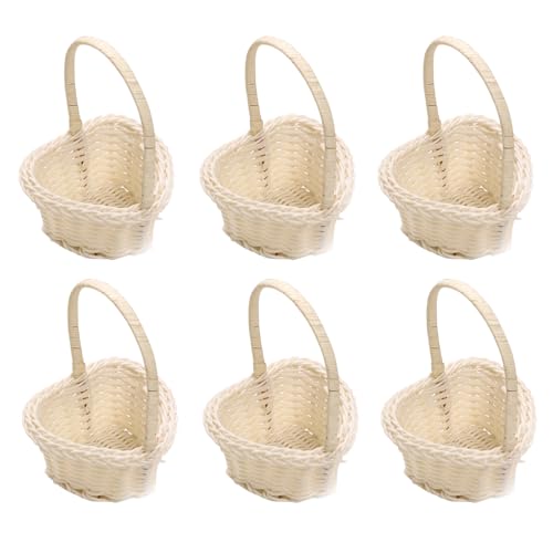 Vasemele 8 Stück Blumenkörbchen Hochzeit Kleiner Rattan Korb Weidenkorb mit Henkel Geflochtener Blumenkorb Mini Blumenkorb Streukörbchen Hochzeit Kleiner Korb mit Henkel Geschenkkorb Leer von Vasemele