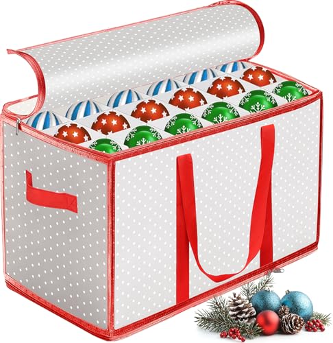 Vautvis Aufbewahrungsbox für Christbaumkugeln für 72 Kugeln, Sortierbox Weihnachtstasche für Christbaumkugeln Weihnachtsschmuck (Rot) von Vautvis