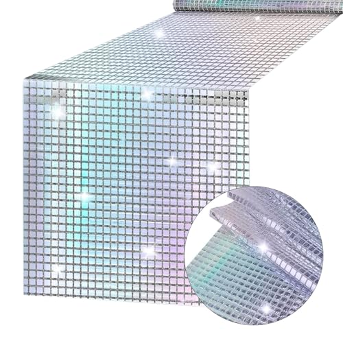 Disco Party Tischläufer 33x275cm Farbige Pailletten Tischdecken Geeignet für Halloween Geburtstag Hochzeit Abschlussball Tischdekoration von Vbxvsa