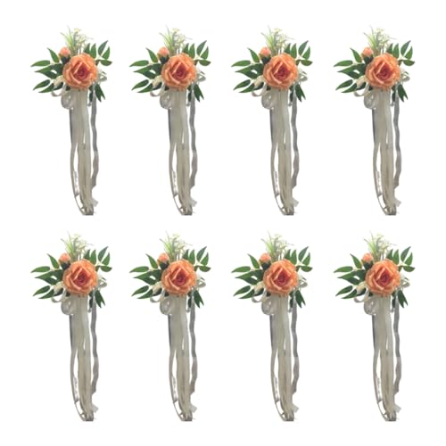 6 Stück Hochzeitszeremonie Ornament anspruchsvolle Stuhl-Verzierungen mit künstlichen Blumenbänken Blumen von Vdaxvme