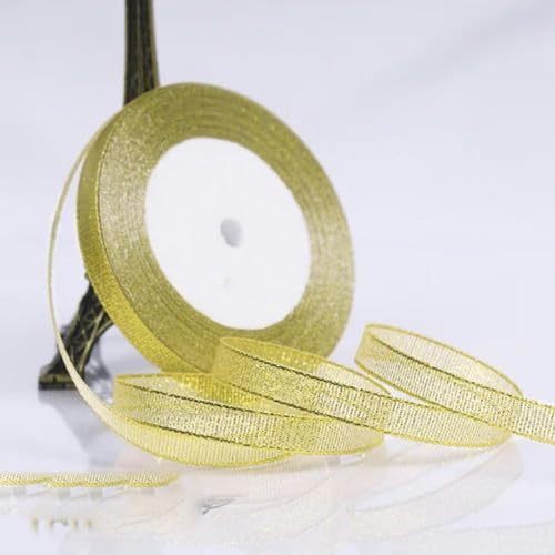 22 Meter Rolle Gold Silber Glitzer Satinband Basteln Hochzeit Deko DIY Organza Zwiebeln Bänder Schleifenzubehör-Zwiebelgold 1 cm von VeGiq