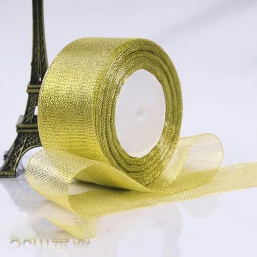 22 Meter Rolle Gold Silber Glitzer Satinband Basteln Hochzeit Deko DIY Organza Zwiebeln Bänder Schleifenzubehör-Zwiebelgold 5 cm von VeGiq