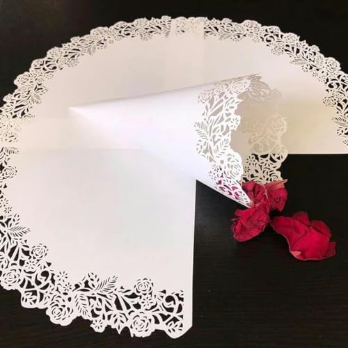 50/100 Stück Hochzeitskegel für Blütenblätter, Konfetti, weiße Laser-Hohlpapierkegel für trockene Blumen, Hochzeitsfeier, Gastgeschenke, Konfetti-Wurf, hohle Rose, 100 Stück von VeGiq