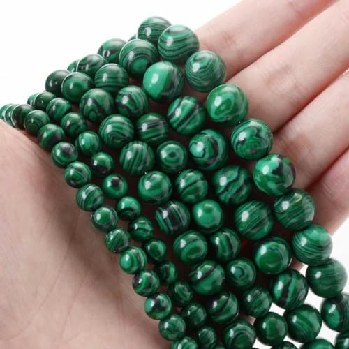 Natursteinperlen, Achate, Jade, Mondstein, Quarz, Lavaperlen für die Schmuckherstellung, DIY-Armband-Zubehör, grüner Malachit, 8 mm (ca. 45) von VeGiq