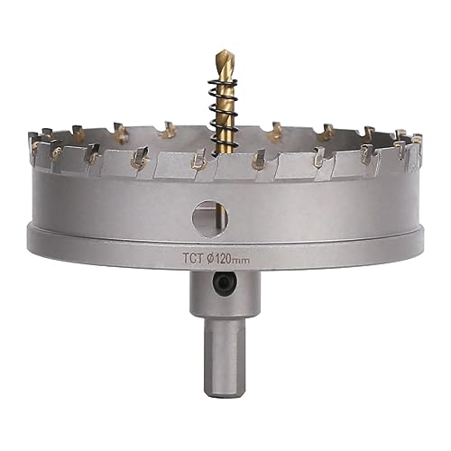 Vearter 120mm Hartmetall Lochsäge, TCT Lochbohrer Bohrer mit Zentrierbohrer, Hartmetallbohrer für Metall, Edelstahl, Baustahl, Aluminium, Kupfer, Eisen, Kunststoff, Glasfaser von Vearter