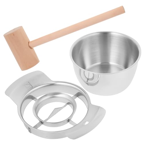 Praktischer Granatapfelschäler, Granatapfel-Entschäumer-Set aus Edelstahl, Granatapfel-Schälwerkzeug, manueller Granatapfelsamen-Extraktor mit Schüssel und Holzhammer von Veemoon