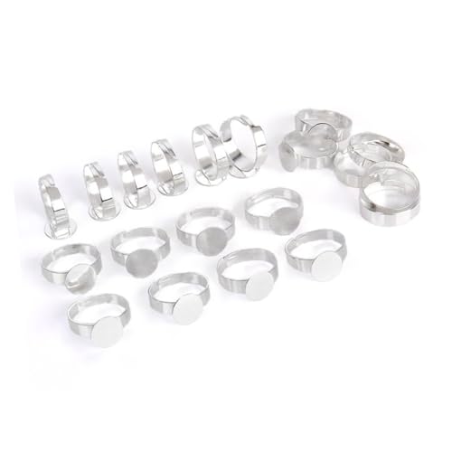 Veemoon 10Stücke Einstellbarer Silberring Basis Teiliges Umweltfreundliches Design ohne Nickel DIY Schmuckherstellung und Ringrohlinge mit Runder Veemoon 10Stücke Einstellbarer Silberring Basis Teiliges Umweltfreundliches Design ohne Nickel DIY Schmuckherstellung und Ringrohlinge mit Runder von Veemoon
