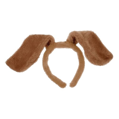 Veemoon 1Stk Hundeohrstirnband Plüsch Hasenohren Stirnband Rattenohren Muffen Frisur halloween haarschmuck tierohren haarreif All-Match-Haarband Haarreifen für Hundeohren Plüschstoff Brown von Veemoon