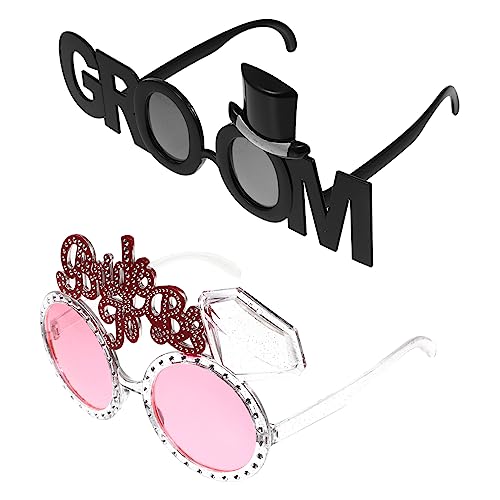 Veemoon 2 Stück braut bräutigam brille funky Festival tragen Aufkleber Henne junggesellinnenabschied bachelorette party hochzeitsgeschenk Partybrille Brillen zur Hochzeit Plastik von Veemoon