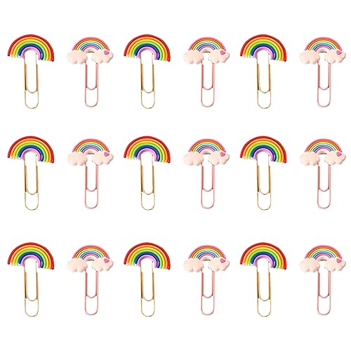 Veemoon 20 Stück Bunte Regenbogen Büroklammern – Niedliche Binder Clips Zur Bürodekoration - Ideal Als Papierhalter Und Lesezeichen Für Kreative Organisation Und Ordnung in Ihrem von Veemoon