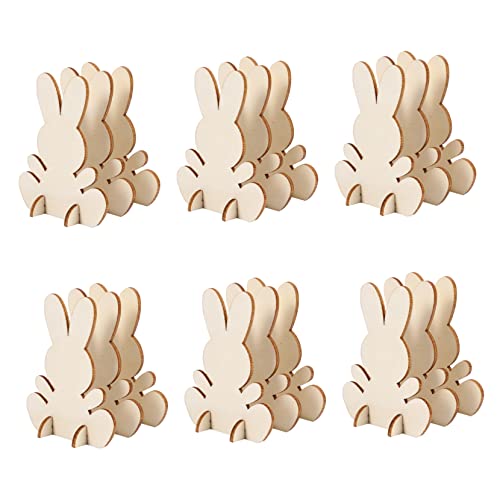 Veemoon 20 Stück Holzfigur Hase Zum Bemalen – DIY Osterschmuck - Kreative Tischdekoration Für Ostern - Ideales Bastelmaterial Für Und Frühlingsdeko Vielseitige 3D Dekofigur von Veemoon