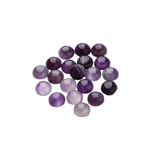 Veemoon 20 Stück Lila Kristall Cabochon Steine – Runde Flachrücken Edelsteinperlen Für DIY Schmuck - 8mm Amethyst Kuppelperlen Für Handwerk Und Bastelprojekte von Veemoon