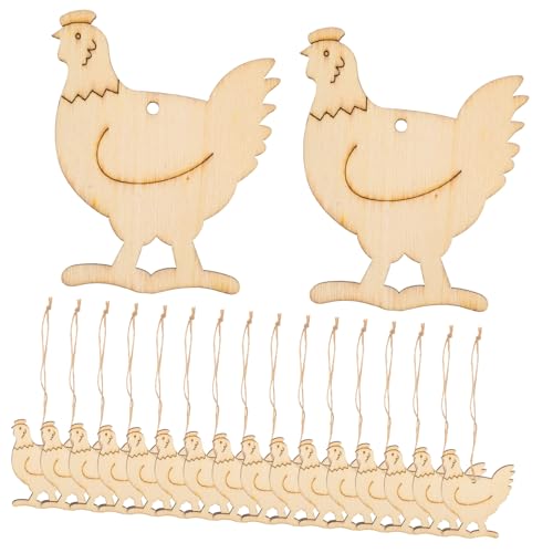 Veemoon 20 Stück Ostern Holzanhänger Huhn Und Hahn Zum Bemalen - Kreative Holzscheiben Mit Loch Für DIY Dekoration - Inklusive Schnur Für Individuelles Basteln Und Gestalten von Veemoon