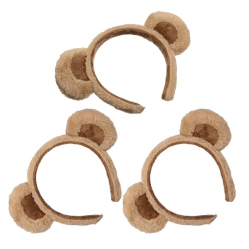 Veemoon 3 Pack Bärenohren Stirnband Flauschige Süße Chipmunk Ohren Für Erwachsene Frauen Make -Up Waschlafdekopf Kostüm Party Cosplay Dekoration Brown von Veemoon