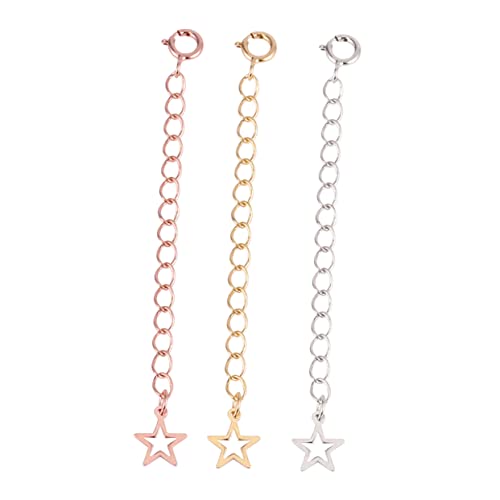 Veemoon 3er Set Halskettenverlängerung – 5-5 Cm Lange Kettenverlängerungen in Gold - Silber Und Roségold – Ideal Für Halsketten Armbänder Und Schmuckdesigns Im Herz Stil von Veemoon