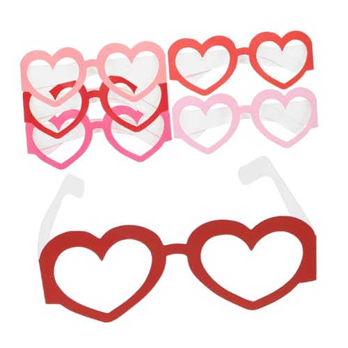 Veemoon 6 Stk. Partydekoration Valentinstag Brille Herzform Papierbrille Party Dekorationen Party-Deko D Papierbrille Valentinstag Foto Requisiten Valentinstag Partygeschenke Herzbrille von Veemoon