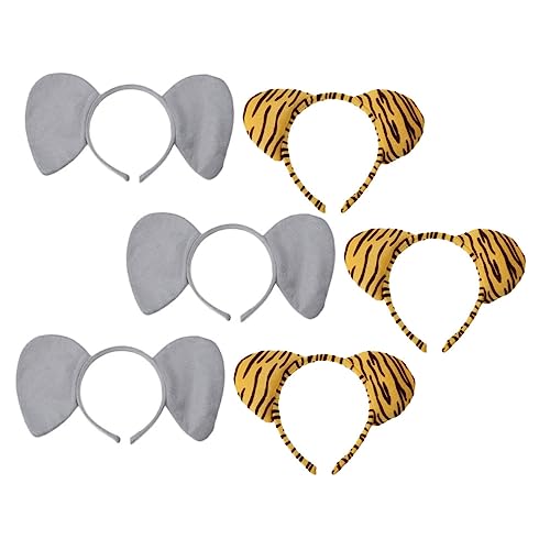 Veemoon 6er Set Tier Ohren Stirnbänder - Elefant - Katze & Mehr Lustige Haaraccessoires Für Erwachsene Und Ideal Für Karneval Partys Und Kostümfeiern von Veemoon