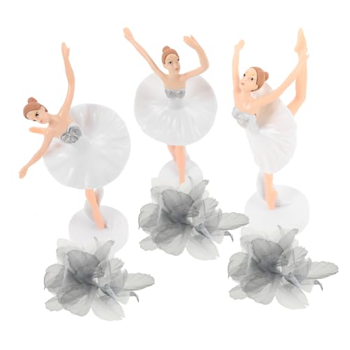 Veemoon Ballerina Figuren Set – 6 Stück Miniatur Puppen Für Kreative Deko - Ideal Als Kuchentopper Oder Für Den Puppenhaus-Einsatz – Perfekte Ballerina Geburtstag Deko in Weiß von Veemoon