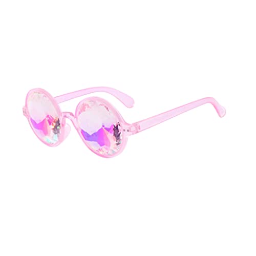 Veemoon Gläser kaleidoscope partybrille weihnachten nachtbrille saufbrillen brillenzubehör Trendy UV-Brille flippige Prismenbrille tragbare Rave-Brille verschleißfeste Rave-Brille Stk Rosa von Veemoon