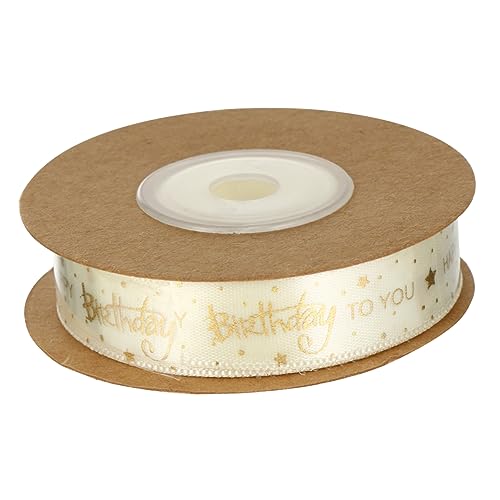 Veemoon Happy Birthday Geschenkband - 1 Rolle Hochwertiges Satinband in Beige - 1 5 Cm Breit Ideal Für Geburtstagsgeschenke Dekoration Und DIY Projekte Perfekt Für Große von Veemoon