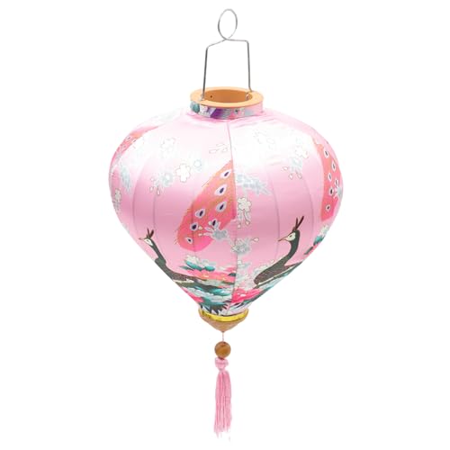 Veemoon Laterne Türdeko fensterdeko chinesische papierlampe Lampe chinesische neujahr deko seidenbettwäsche silkn Dekoration schmücken asiatisches Oval Anhänger Ost Lampenschirm Rosa von Veemoon