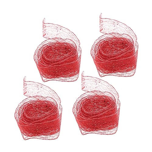 Veemoon Organza Drahtband Glitzer 4er Set - 2M Weihnachtsband Für Weihnachtsbaum - Geschenkband Dekoband Für Hochzeit DIY Basteln Kränze Und Christbaumschmuck von Veemoon