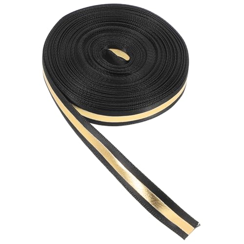 Veemoon Satinband 1/2 Zoll in Schwarz Und Gold – 10 Yards Elegantes Stoffband Für - Dekoration Und Kreative Bastelprojekte - Vielseitig Einsetzbar von Veemoon