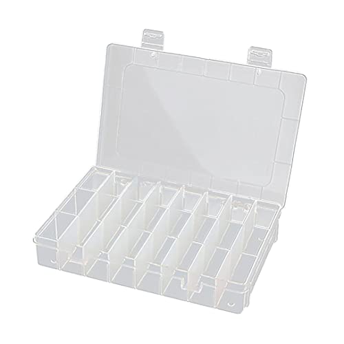 19 * 13 * 2,2 cm transparente Plastikschmuck Sortierbox, Verstellbarer Teiler Abnehmbarer Schmuck Sortierbox Transparent Organizer Behälter zum Sortieren von Ohrringen Ringe Perlen Schmuck (24 Git von Veesper