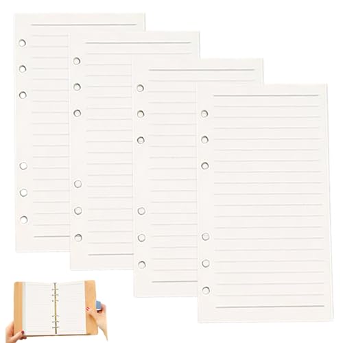 A6 Nachfüllpapier, 4 Pack 45 Blätter A6 Bindemperpapier, 6 Löcher aus lockerem Blattpapier, glattes Schreiben von A6 Planer Inserts für Journal -Notebook -Tagebuch DIY -Projekte von Veesper