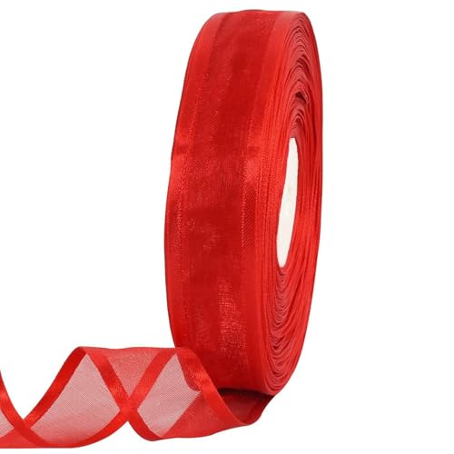 Weihnachtsbänder 1 Zoll x 24 Meter rotes bloßes Band Lustige DIY Party Requibles wiederverwendbares Weihnachtsband für Ornamente Valentinstag Geschenk Hochzeit von Veesper