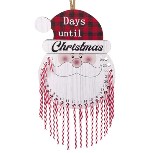 Veesper Weihnachtsiventkalender 2023 24 Tage Holz Adventskalender mit 24 -pcs Candy Cane Hanging wiederverwendbar von Veesper