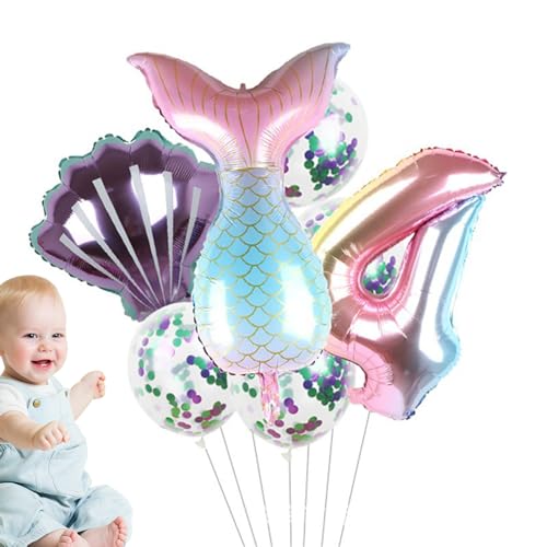 Meerjungfrau-Partyballons - Meer-Ballon-Meerjungfrau-Ballons-Kit,Geburtstagsballons, Folienballon, Meerjungfrauenschwanz-Ballons für die kleine Meerjungfrau-Party, 7 Stück Partyzubehör Veeteah von Veeteah
