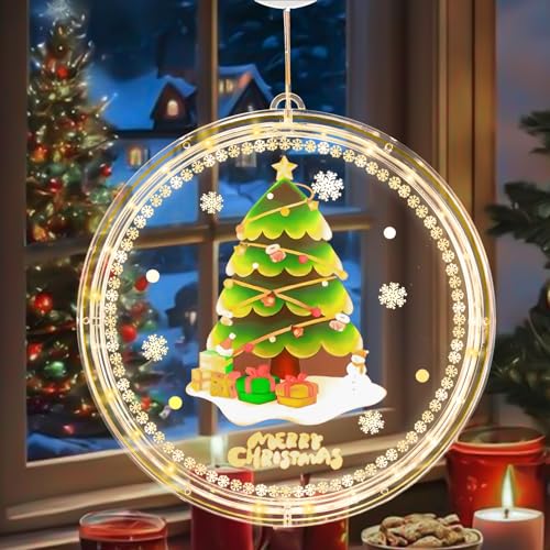 Vegawumen Weihnachtsdeko Fenster, 20CM 24 LED Beleuchtung Fenster Weihnachten, IP44 Wasserdicht Weihnachts Fensterbeleuchtung für Outdoor und Indoor Weihnachtsbaum von Vegawumen