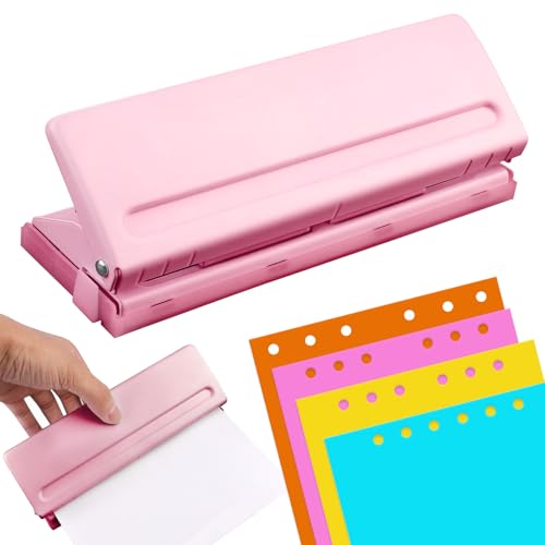 6 Fach Locher,6-Fach Terminplanerlocher aus Metall,Büro Locher,6 Fach Locher Binder Puncher,Verstellbarer Abstände Locher aus Metall,Binder Locher,Papierkarten Foto Bindungs Locher Maschine (Pink) von Vegena