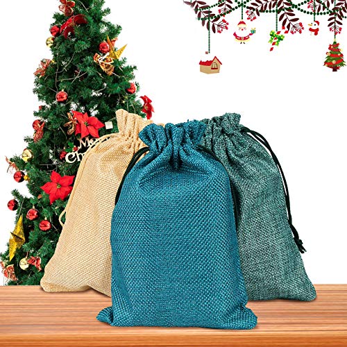 Vegena 30 Stücke Jutesäckchen, Jutebeutel Stoffbeutel 13cm x 18cm Natur Säckchen Geschenksäckchen zum Befüllen für Adventskalender Schmuck Hochzeit Party Feiern Weihnachten DIY Handwerk(3 Farben) von Vegena