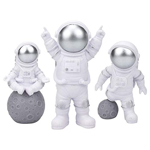 Vegena Astronauten Figur Spielzeug 3 STK Spaceman Statuen Modell Kuchen Topper Geburtstag Weltraum Thema Party Geschenke Tischdeko Auto Armaturenbrett Ornament Kuchendekoration Cupcake Toppers Silber von Vegena