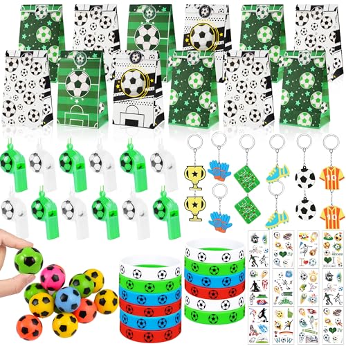 72Stk Fußball Mitgebsel Kindergeburtstag Gastgeschenke Set mit Geschenktüten Flummis Schlüsselanhänger Tattoos Silikon Armbänder Fussball Party Mitbringsel Geburtstag Give Aways für Kinder Junge von Veilhoho