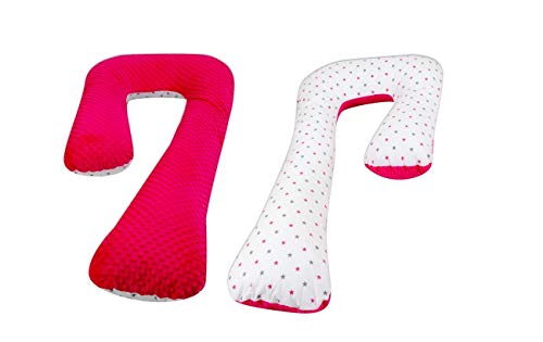 Velinda Schwangerschaftskissen Ruhekissen Kuschelkissen Seitenschläferkissen 7-Kissen (Muster: Sternchen rosa & grau - rosa) von Velinda