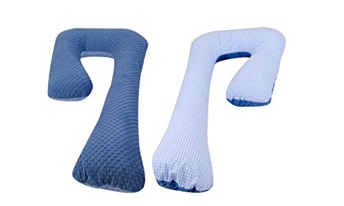 Velinda Schwangerschaftskissen Ruhekissen Kuschelkissen Seitenschläferkissen 7-Kissen (Muster: blaue Karos - blau) von Velinda