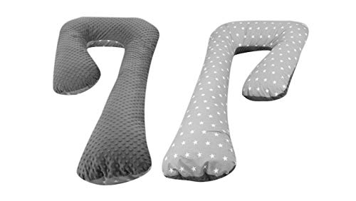 Velinda Schwangerschaftskissen Ruhekissen Kuschelkissen Seitenschläferkissen 7-Kissen (Muster: weiße Sternchen auf Grau - grau) von Velinda