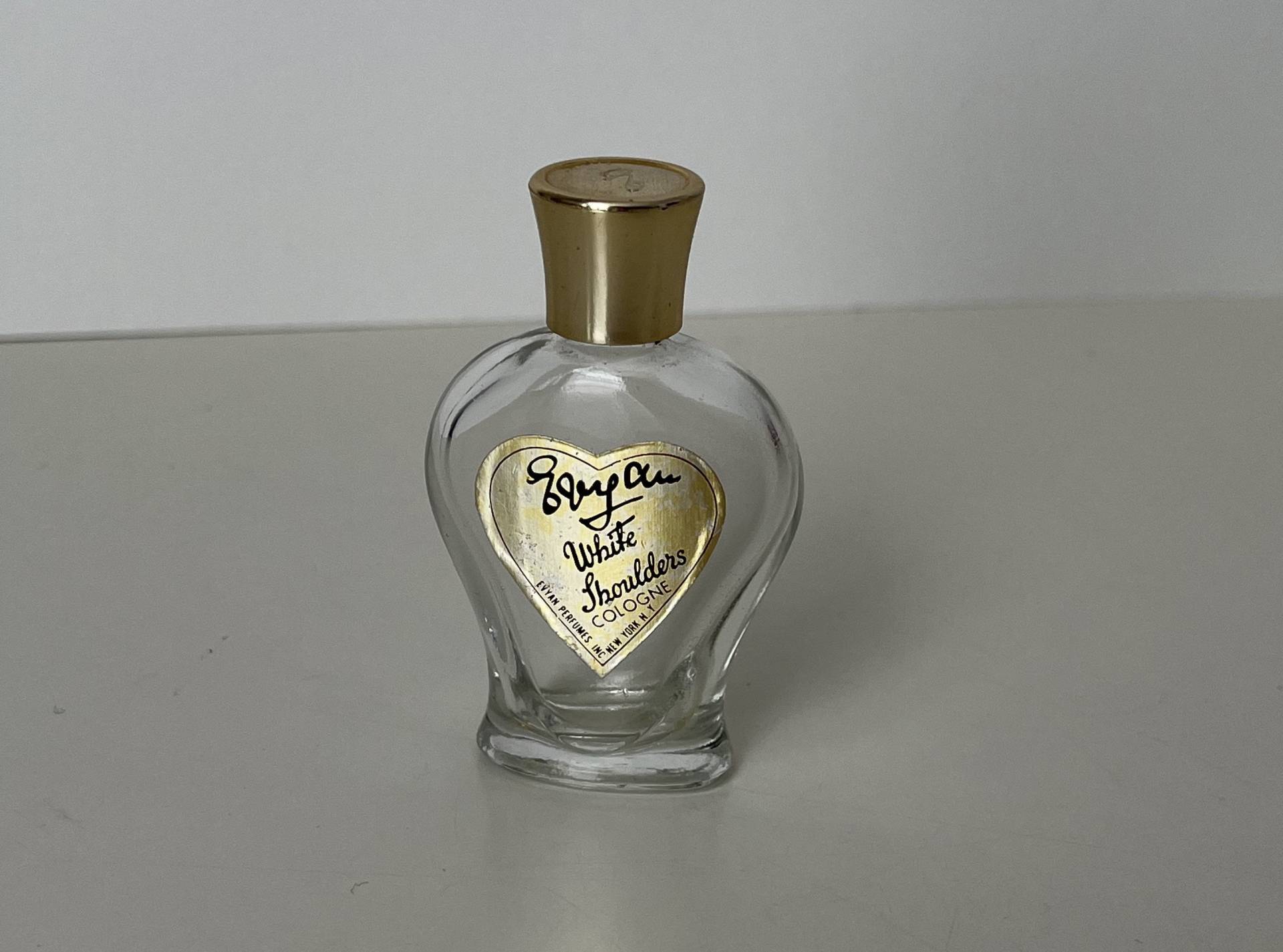 Vintage 1950Er Evyan Weiße Schultern Köln Parfüm Duft 50Er Jahre Mid Century Vanity Herz Förmige Flasche von VelvetCherryVintage