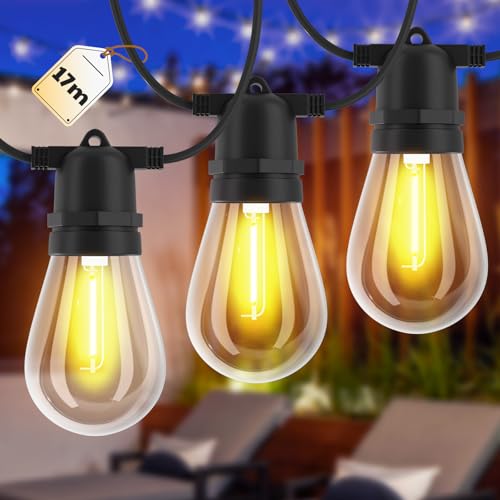 Velway LED Lichterkette Außen Strom - IP65 Wasserdicht Lichterkette Netzbetrieben 17M/55.7FT 15+1 Bruchsichere Glühbirnen Lichterkette mit Stecker für Baum Garten Terrasse Party Hochzeit Weihnachten von Velway