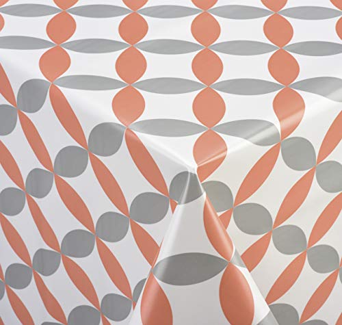 Venilia Tischdecke Luna, Tischtuch, Tischwäsche, Wachstuch, pflegeleicht, wasserabweisend, quadratisch PVC-Polyester, Polyvinylchlorid, Lunar orange, 140 x 140 cm von Venilia