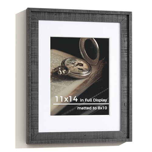 Holz-Bilderrahmen, 27,9 x 35,6 cm, Fotorahmen mit 20,3 x 25,4 cm abnehmbarer Matte, hochauflösendem gehärtetem Glas, vertikale und horizontale Anzeige, Wandhaken zum Aufhängen im Lieferumfang von Venusmiles