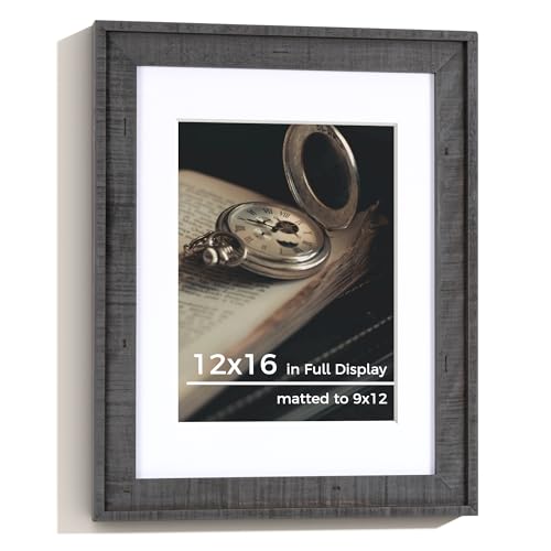 Holz-Bilderrahmen, 30,5 x 40,6 cm, Fotorahmen mit 22,9 x 30,5 cm abnehmbarer Matte, hochauflösendem gehärtetem Glas, vertikale und horizontale Anzeige, Wandhaken zum Aufhängen im Lieferumfang von Venusmiles