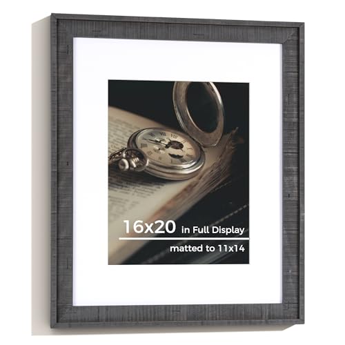 Holz-Bilderrahmen, 40,6 x 50,8 cm, Fotorahmen mit 28,9 x 35,6 cm abnehmbarer Matte, hochauflösendem gehärtetem Glas, vertikale und horizontale Anzeige, Wandhaken zum Aufhängen im Lieferumfang von Venusmiles