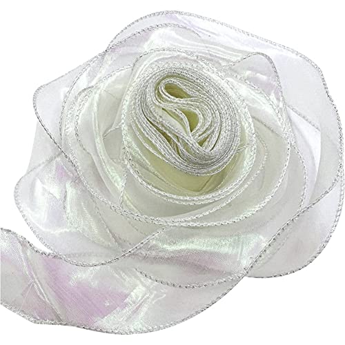 9 m Fischschwanz-Garnband, Geschenk-Blumenstrauß, Geschenkband, transparentes Chiffonband, Wellenbesatz, Kantenbindung, Tüllband von Vepoty